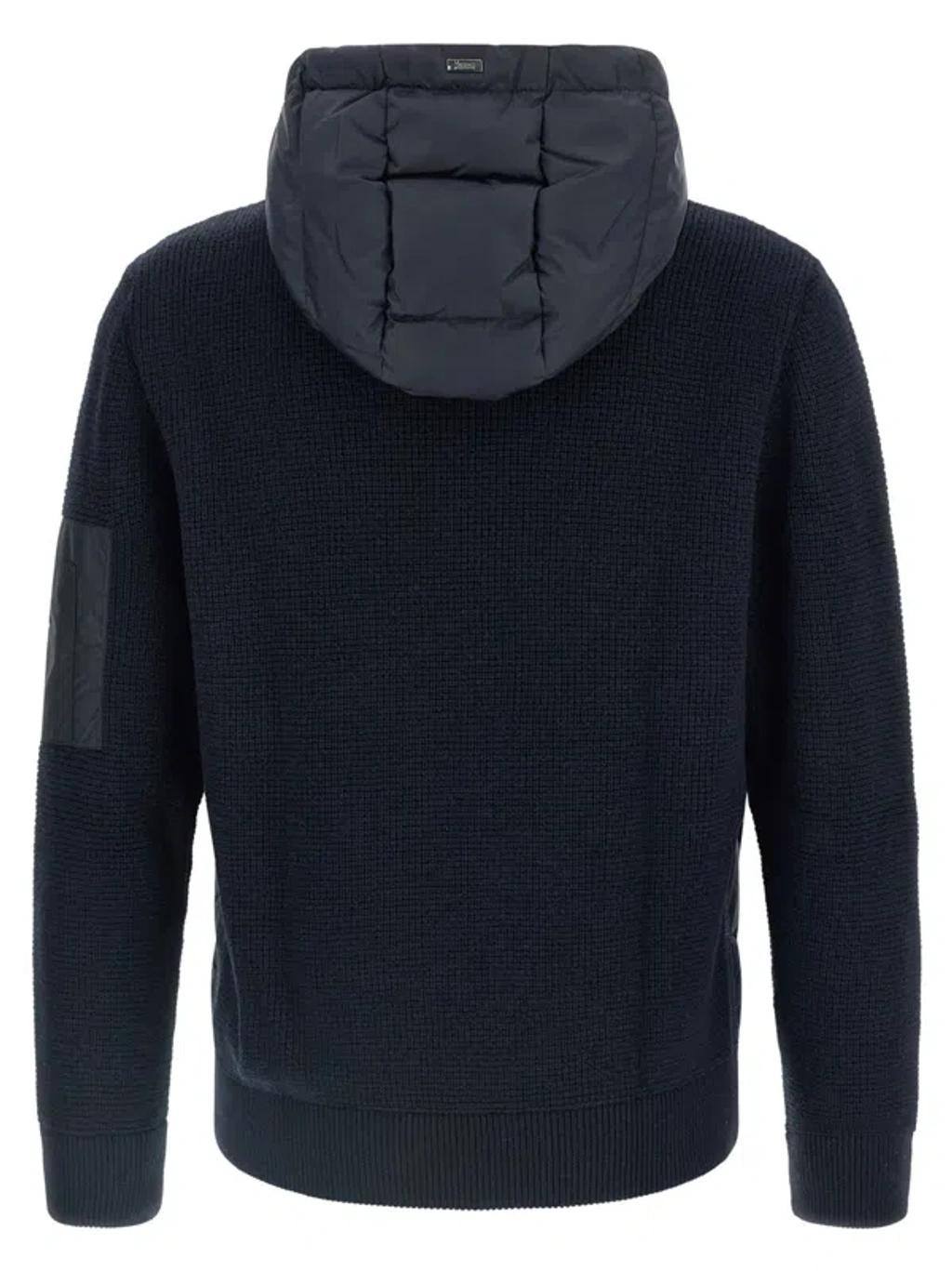 HERNO Padded Bomber Jacket With Wool Sleeves Clothing In Black Product Image