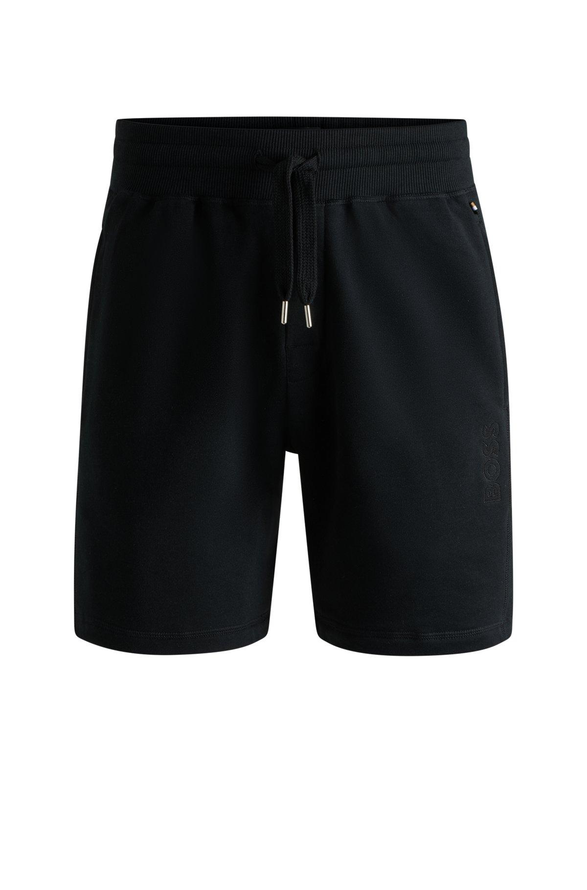 Cotton-terry shorts with outline logo embroidery Product Image