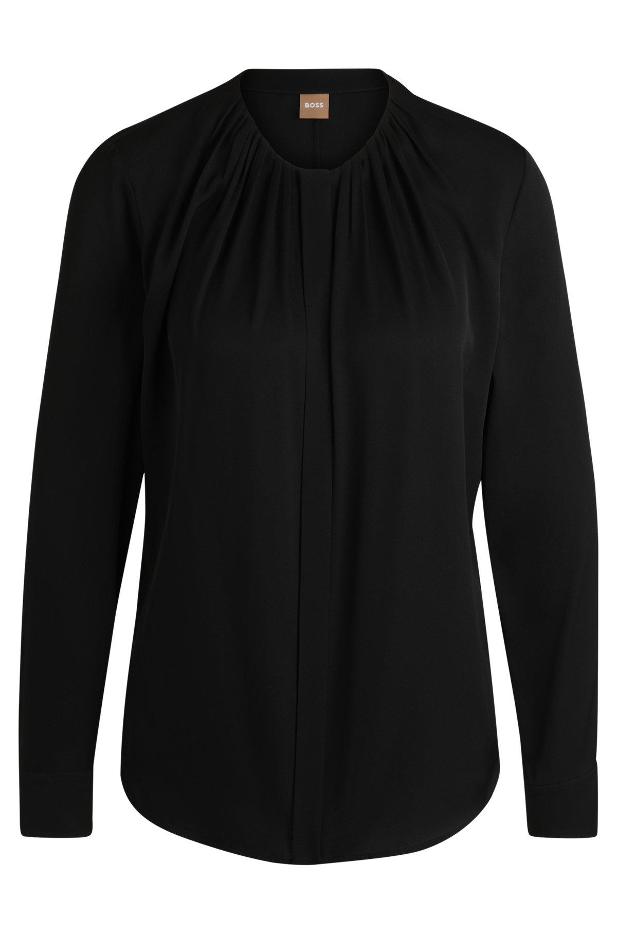 Ruched-neck blouse in stretch-silk crepe de Chine Product Image