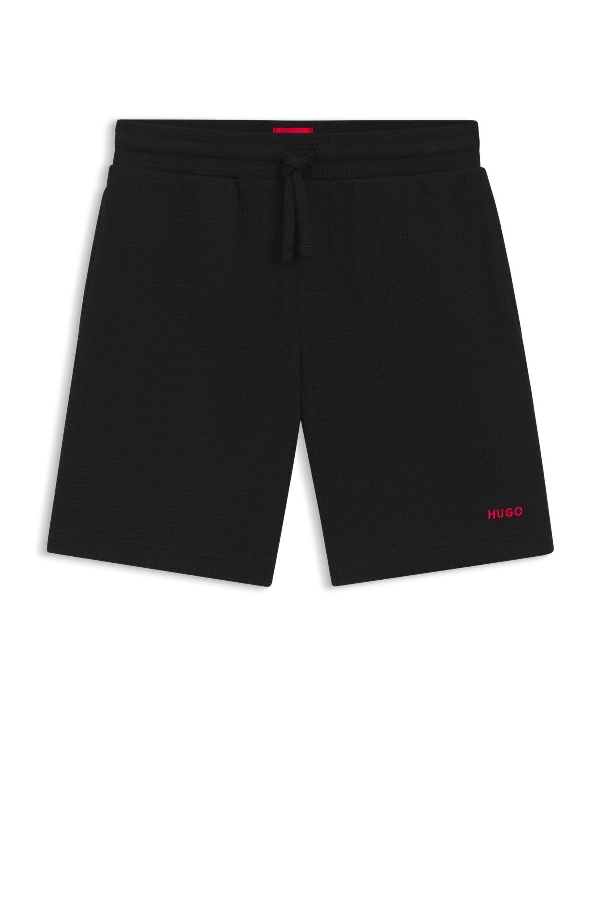 Waffle-structured pajama shorts with embroidered logo Product Image