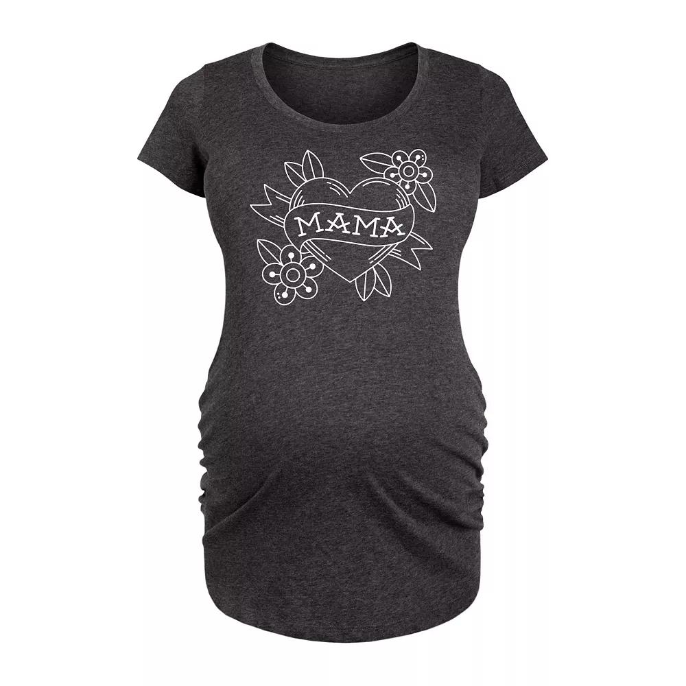 Maternity Mama Tattoo Heart Graphic Tee, Women's,  Product Image