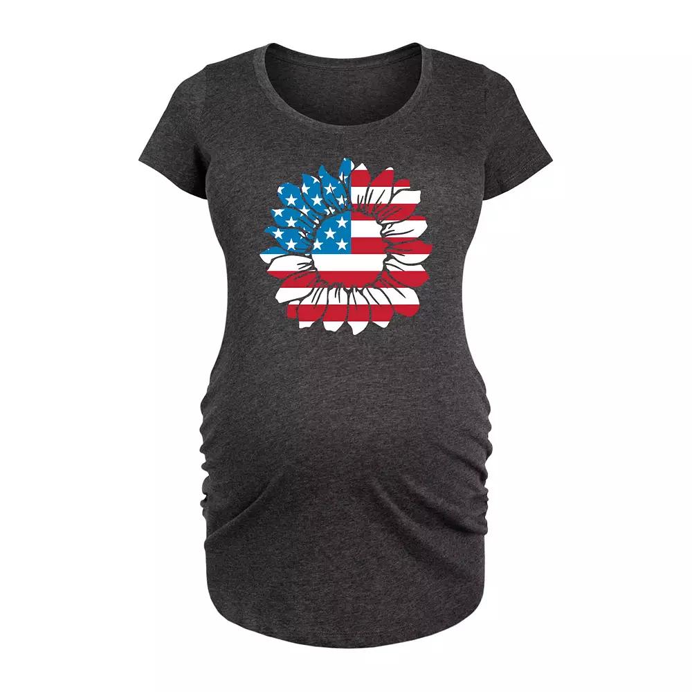 Maternity American Flag Sunflower Graphic Tee, Women's,  Product Image