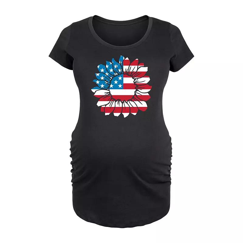 Maternity American Flag Sunflower Graphic Tee, Women's,  Product Image