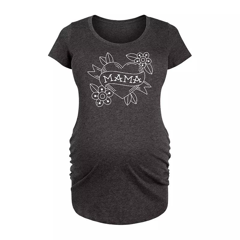 Maternity Mama Tattoo Heart Graphic Tee, Women's,  Product Image