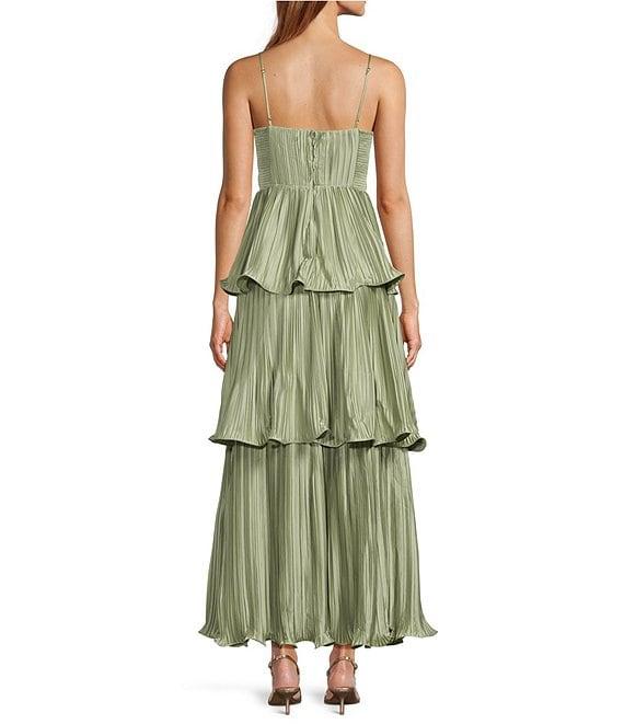 ASTR The Label Lupin Sweetheart Neck Sleeveless Plisse Tiered Maxi Dress Product Image