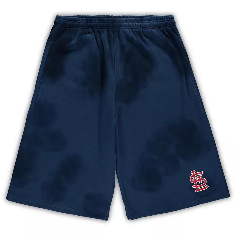 Men's Navy St. Louis Cardinals Big & Tall Tye Dye Fleece Shorts,  Product Image