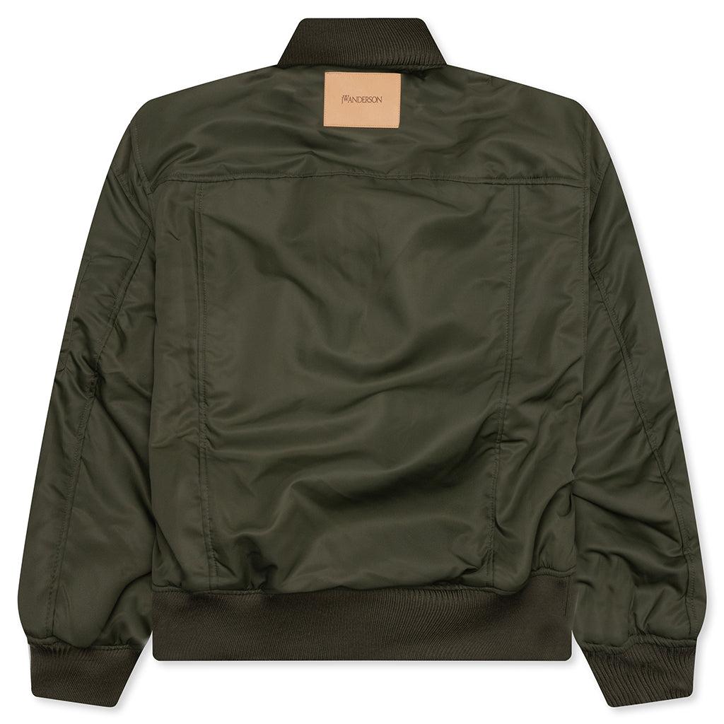 Oversized Curved Hem Bomber Jacket - Olive Male Product Image