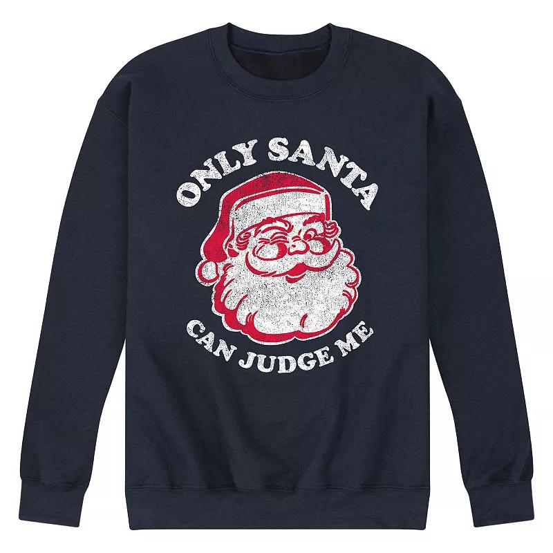 Mens Only Santa Can Judge Me Sweatshirt Blue Product Image