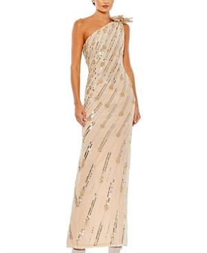 Mac Duggal Embellished Floral Detail One Shoulder Gown Product Image