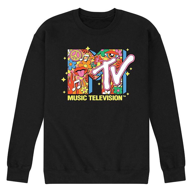 Men's MTV Retro Logo Collage Fleece Sweatshirt,  Product Image