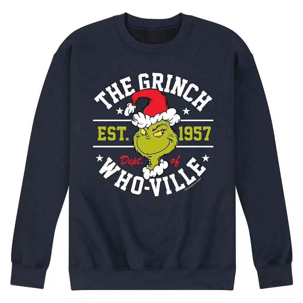 Men's Dr. Seuss The Grinch Dept. Of Whoville Fleece Sweatshirt,  Product Image