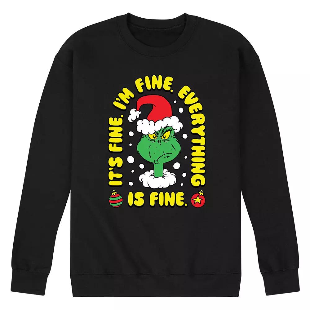 Men's Dr. Seuss The Grinch Everything Is Fine Fleece Sweatshirt,  Product Image