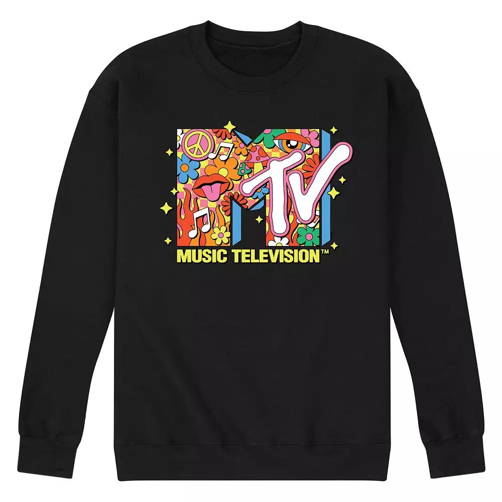 Men's MTV Retro Logo Collage Fleece Sweatshirt,  Product Image