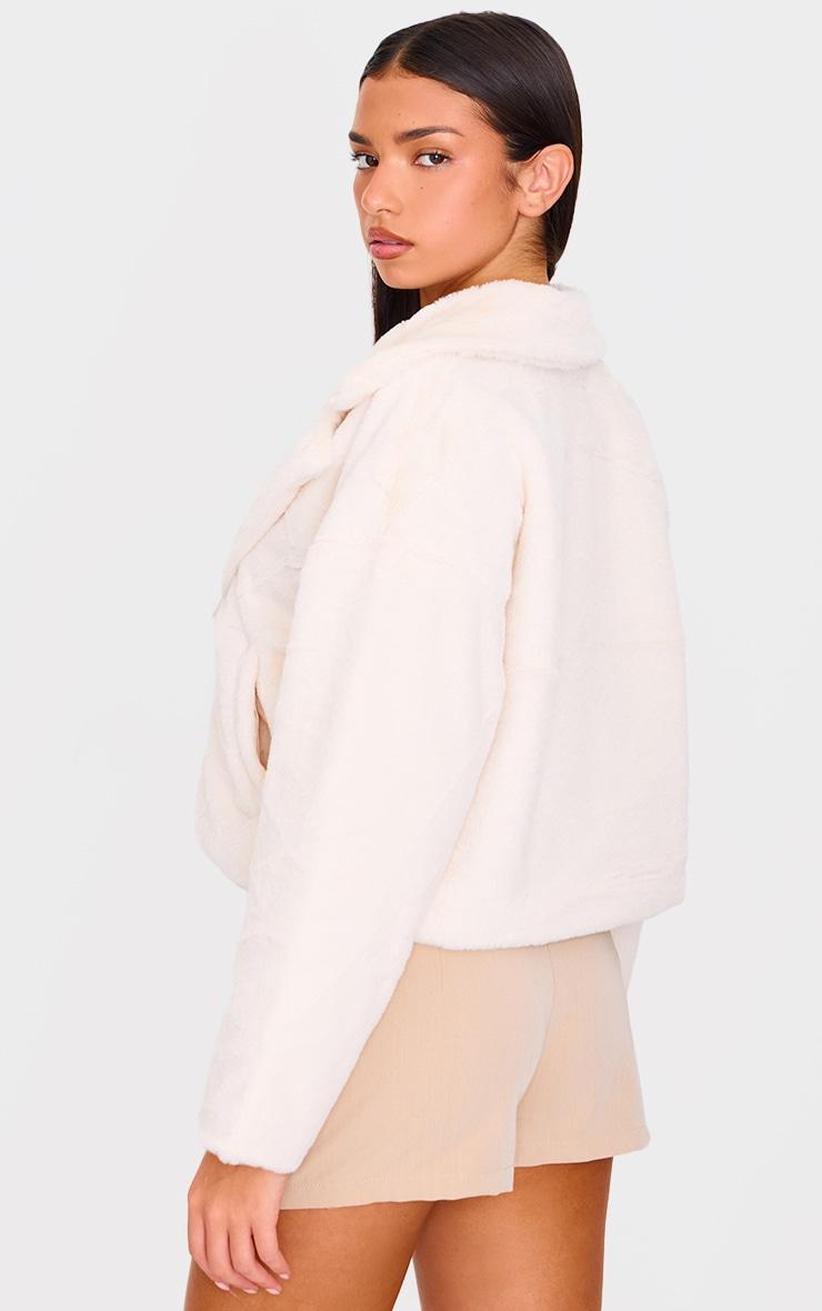Cream Faux Fur Cropped Blazer Product Image