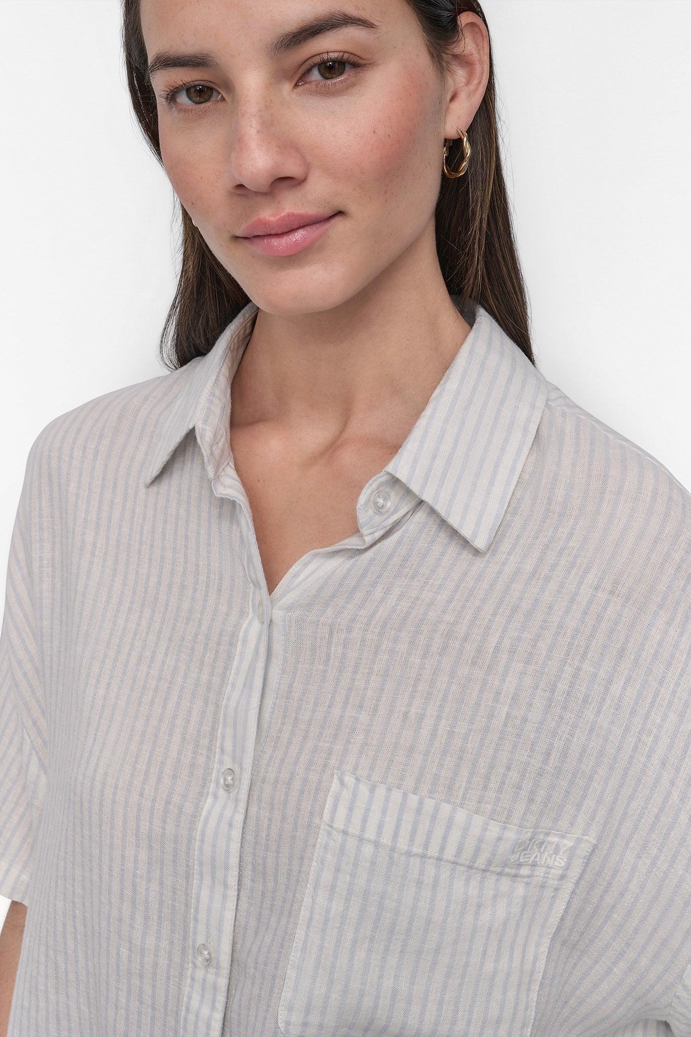 CROPPED LINEN-BLEND SHIRT Product Image