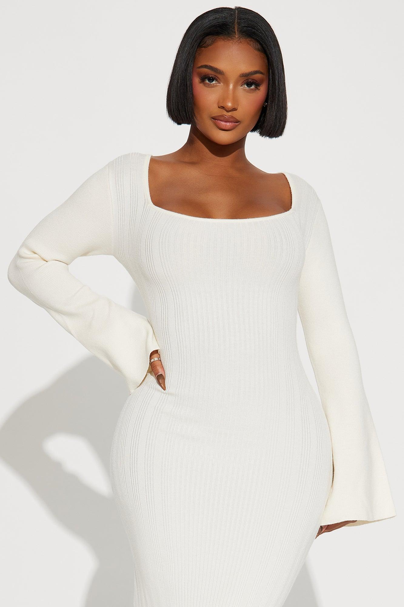 Marie Sweater Maxi Dress - Cream Female Product Image