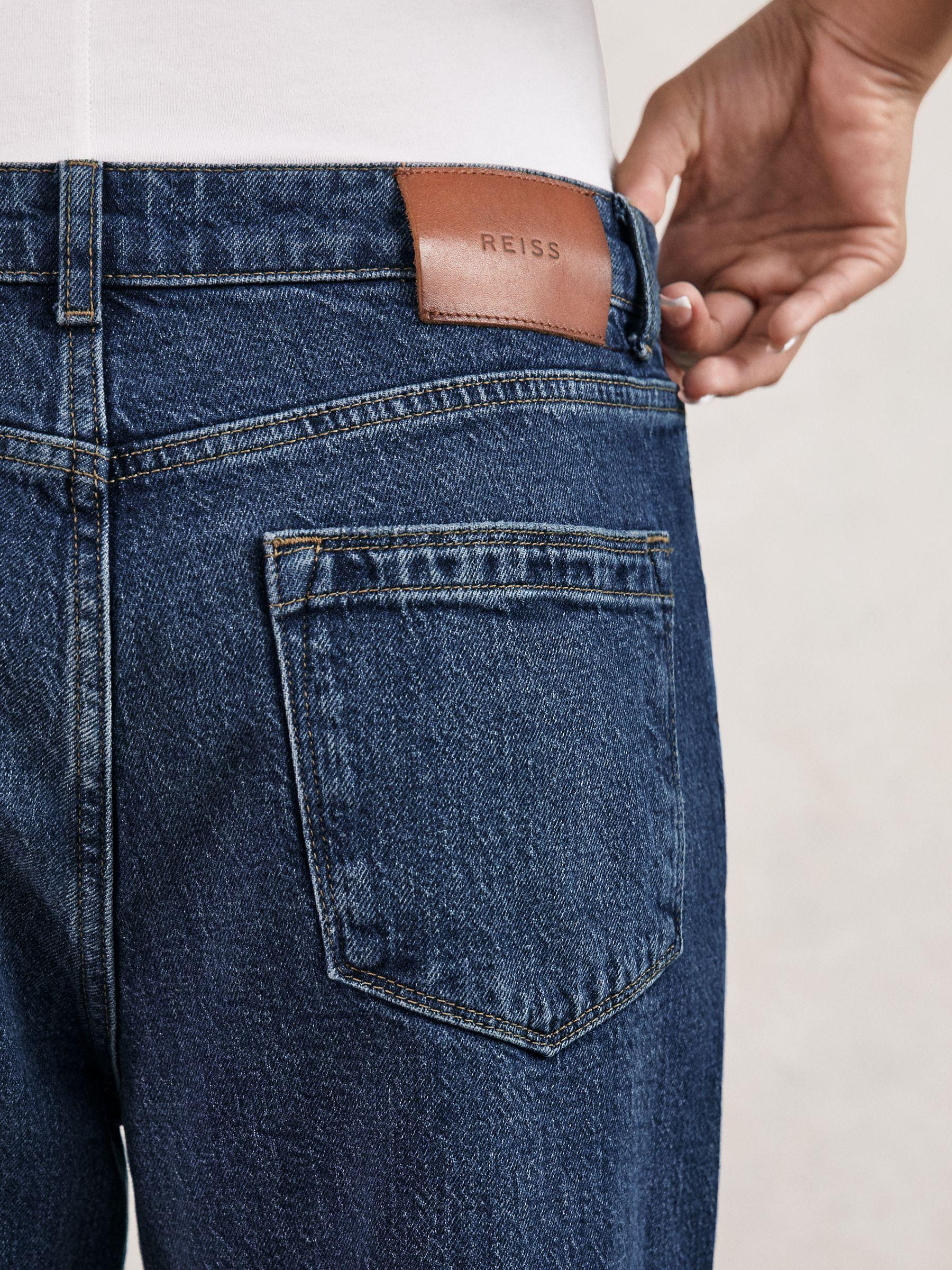 Petite Mid-Rise Straight-Leg Jeans in Mid Blue Product Image