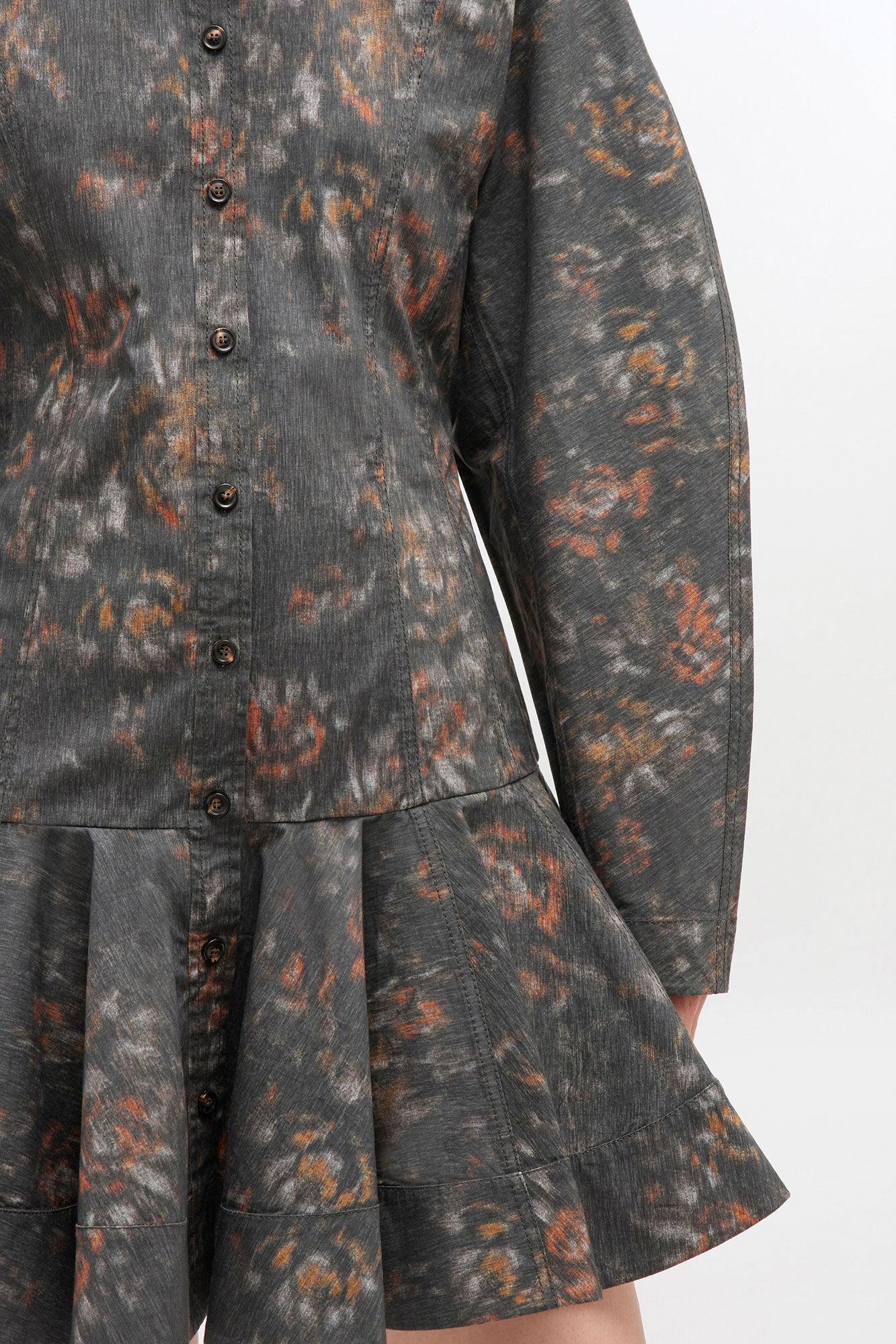 Black Floral Shirt Dress Product Image