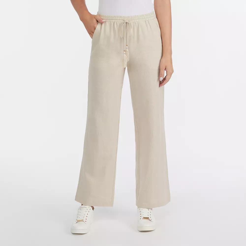 Women's Ellen Tracy Linen Wide Leg Drawstring Pants, Size: XL Product Image