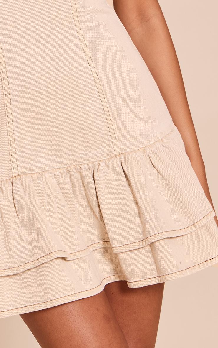 Tall Stone Halter Neck Frill Denim Mini Dress Product Image