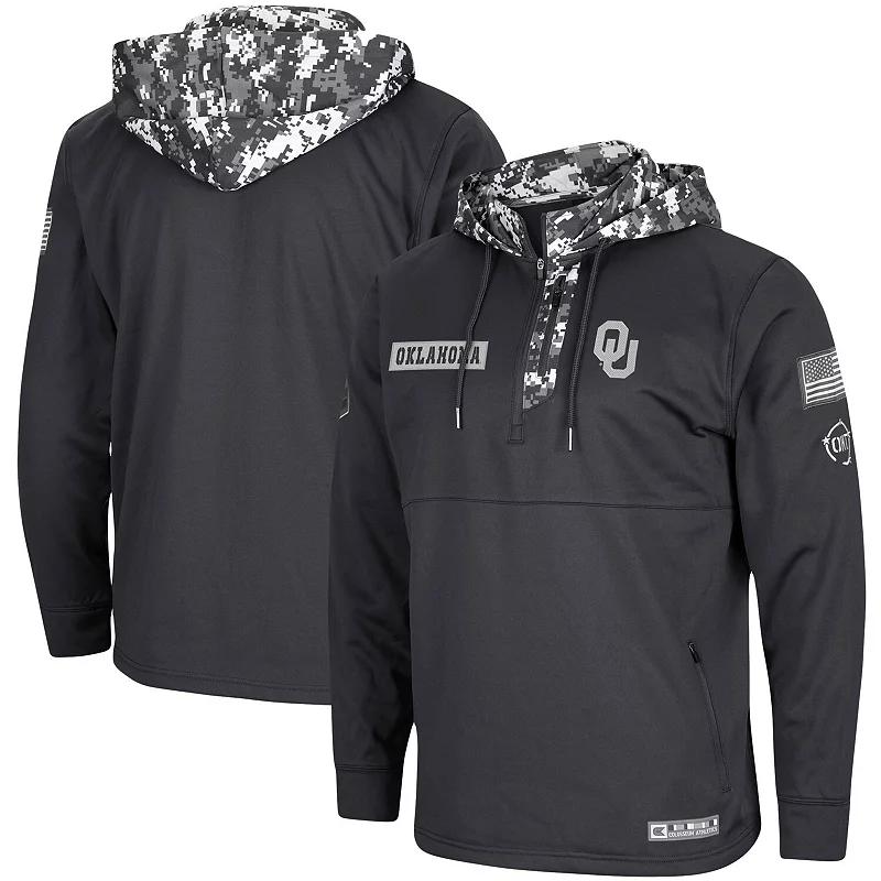 Men's Colosseum Charcoal Oklahoma Sooners OHT Military Appreciation Digi Camo Quarter-Zip Hoodie,  Product Image