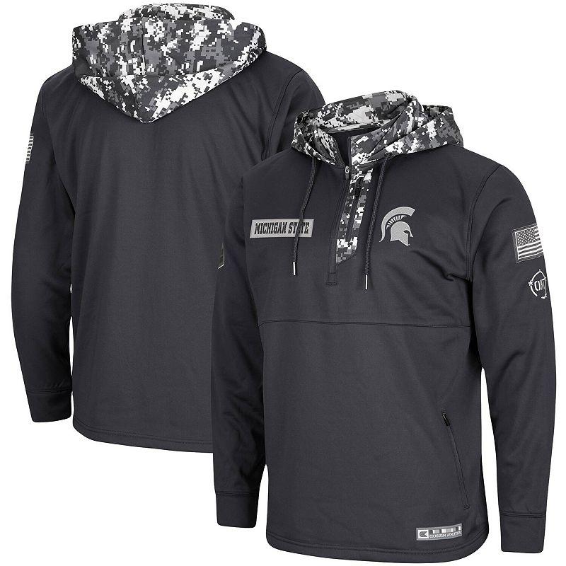 Men's Colosseum Charcoal Oklahoma Sooners OHT Military Appreciation Digi Camo Quarter-Zip Hoodie,  Product Image