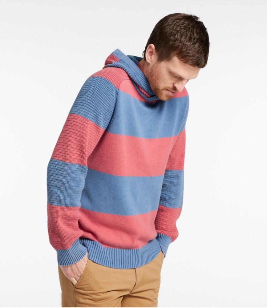 Men's Sunwashed Textured Cotton Sweater, Hoodie, Stripe Product Image