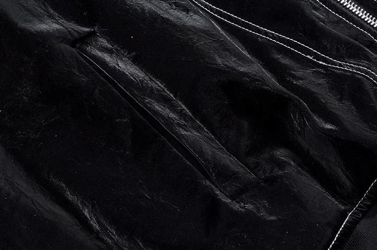 RT No. 9416 BLACK STITCHED ZIP-UP LEATHER JK Product Image