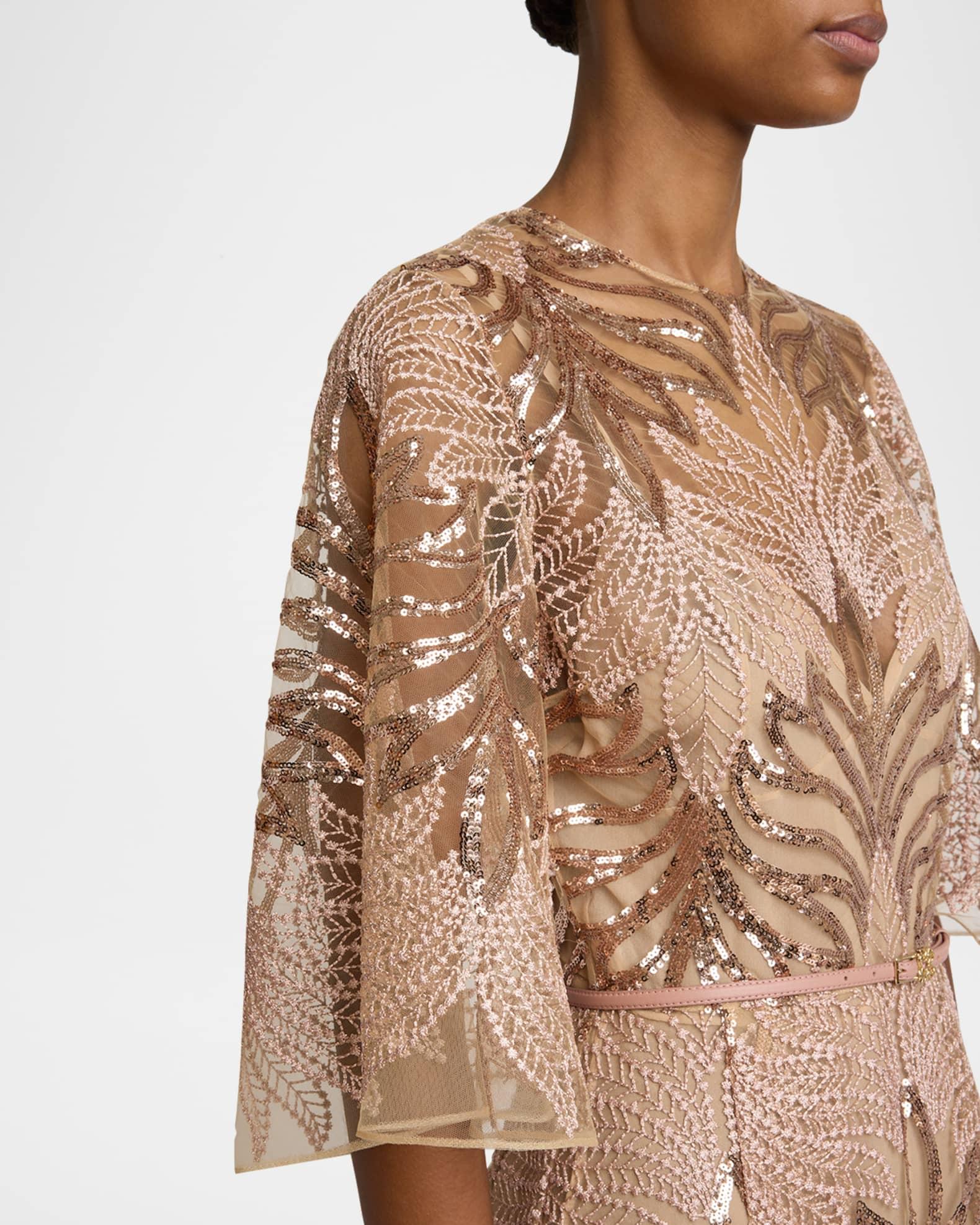 Sequin Embroidered Tulle Midi Dress Product Image