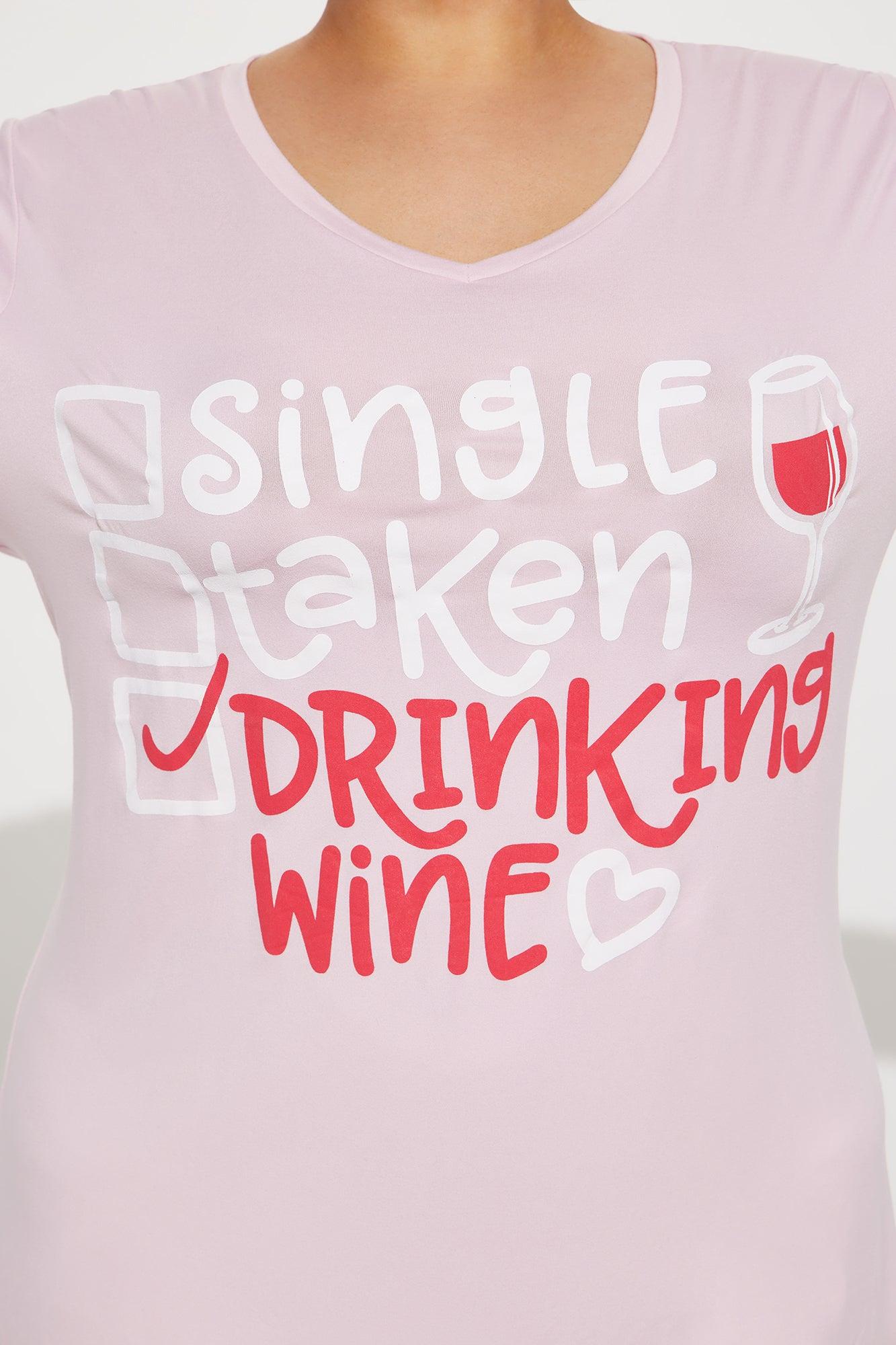 I Choose Wine PJ Sleep Shirt - Pink Product Image