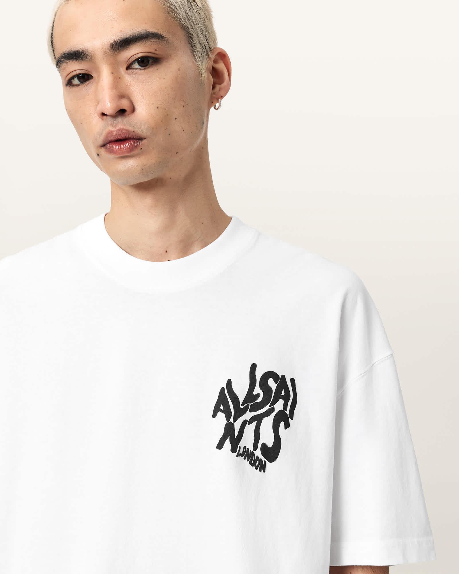 Orlando Logo Print Oversized T-Shirt ASHEN WHITE | ALLSAINTS US Product Image