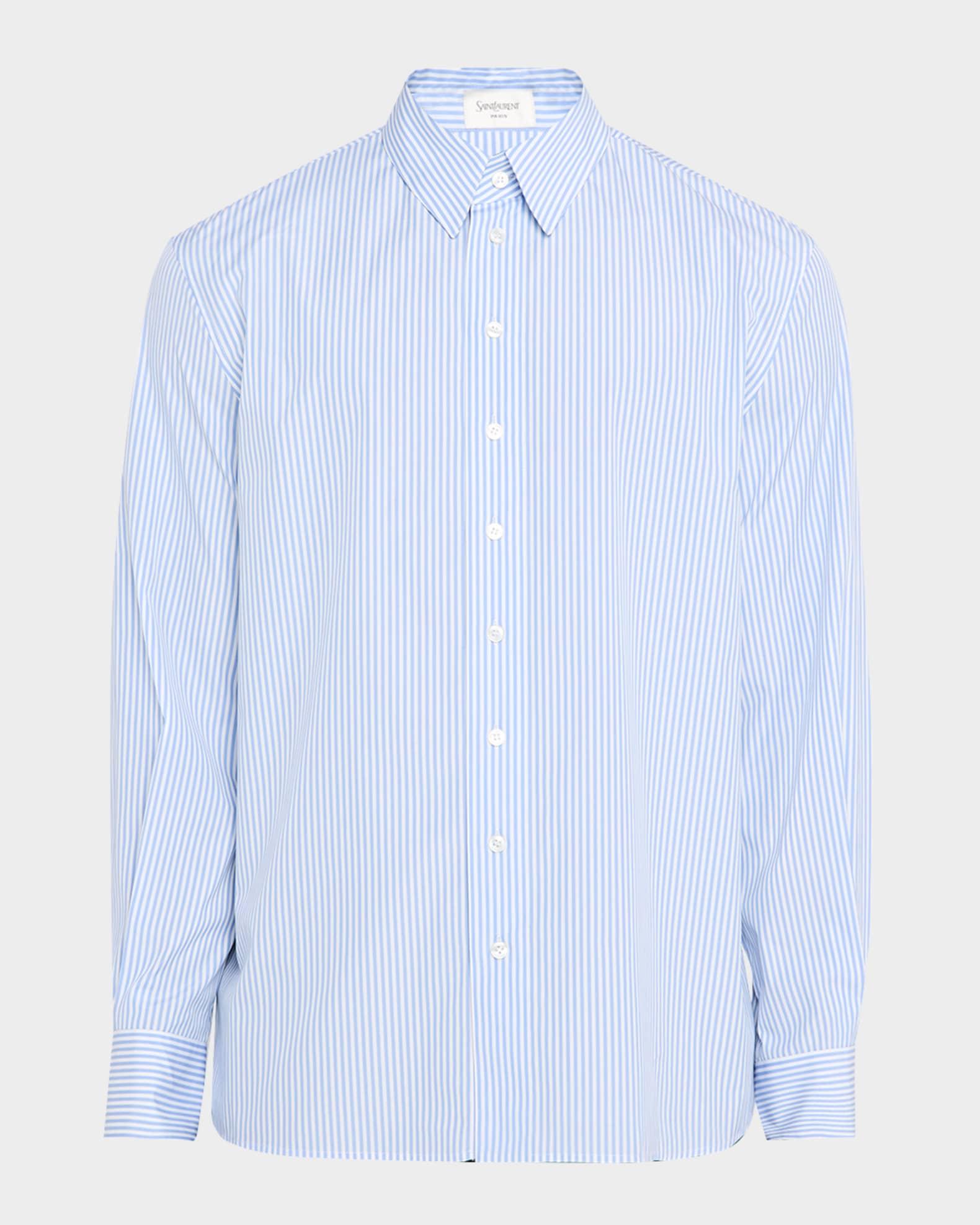 Men's Relaxed-Fit Cotton Stripe Sport Shirt Product Image