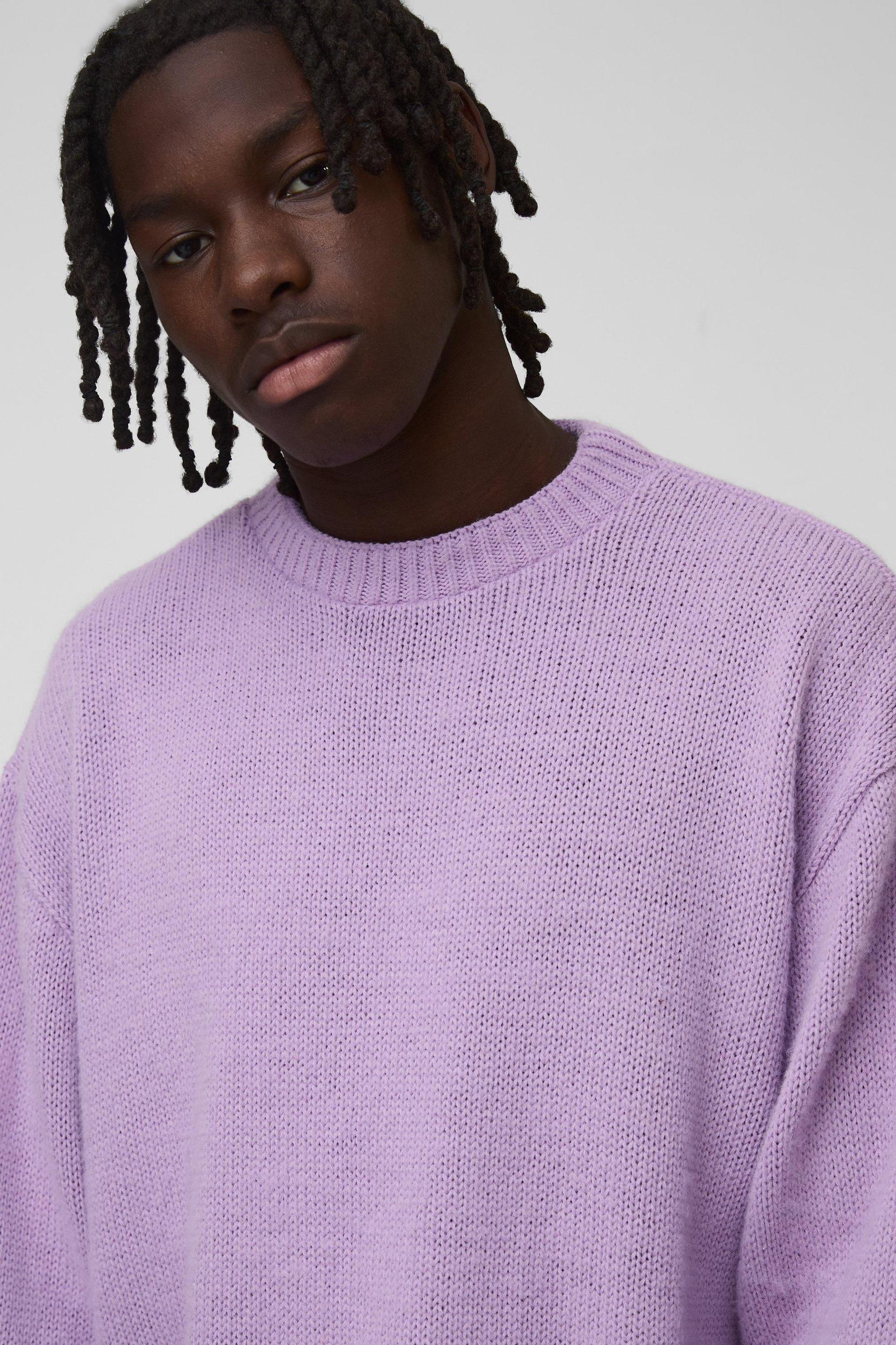 Oversized Boxy Brushed Knitted Sweater | boohooMAN USA Product Image