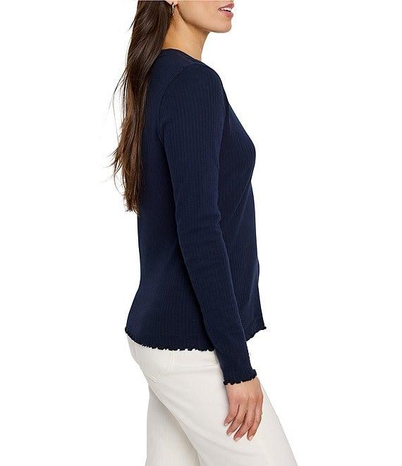 NIC + ZOE Seersucker Long Sleeve Henley Top Product Image