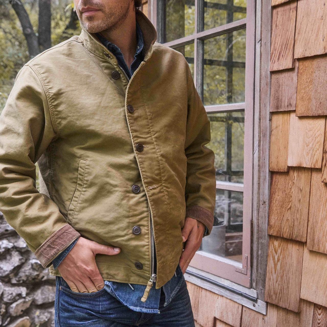 Corduroy Collar Deck Jacket - Khaki Product Image