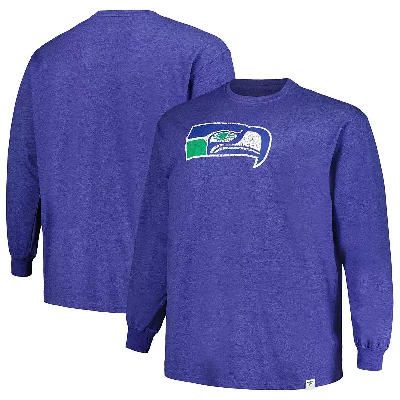 Men's Profile Heather Royal Seattle Seahawks Big & Tall Throwback Long Sleeve T-Shirt, Size: 4XB, Blue Product Image