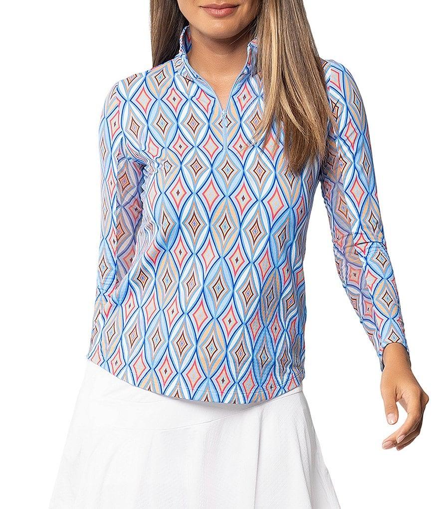 IBKUL Romina Print Mock Neck Long Sleeve Top Product Image