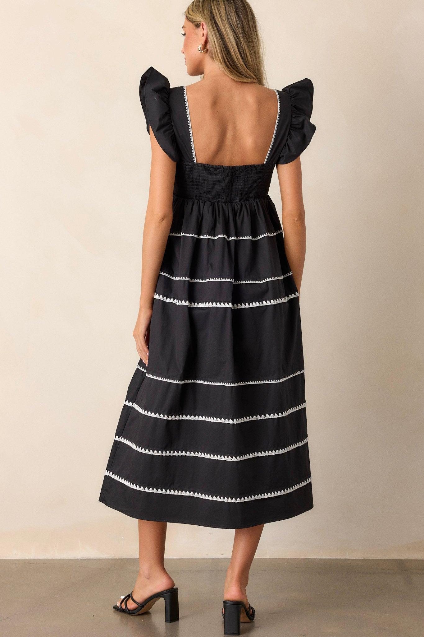 Can't Live Without Black Stripe Tiered Midi Dress Product Image