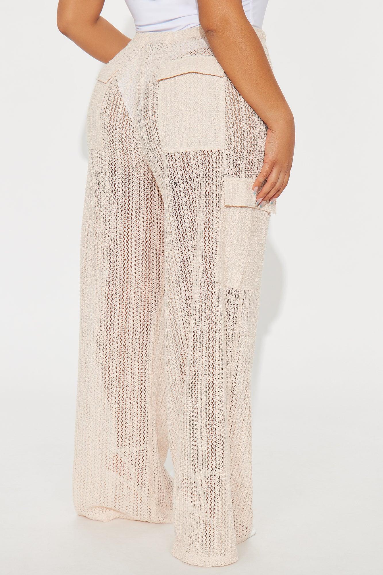 Fun Times Crochet Wide Leg Pant - Cream Female Product Image