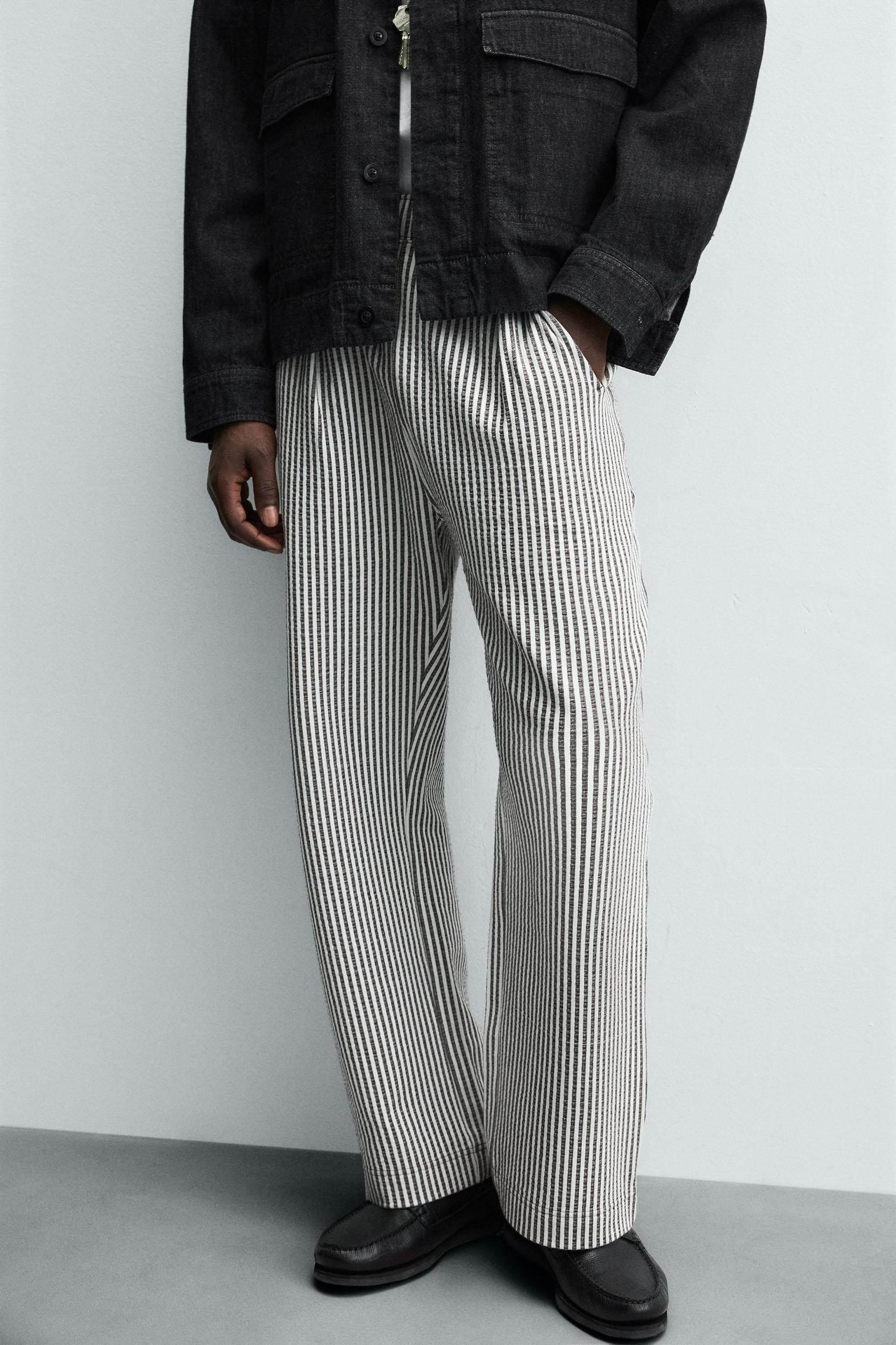 STRIPED SEERSUCKER COMFORT PANTS Product Image