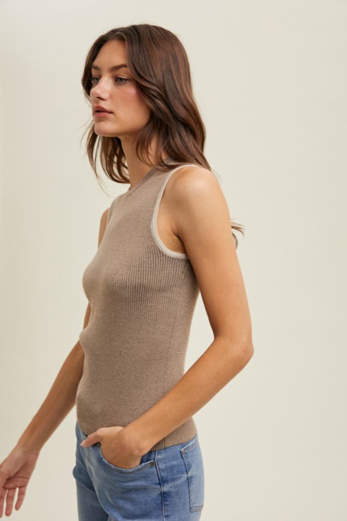 Two Tone Ribbed Sweater Tank Product Image
