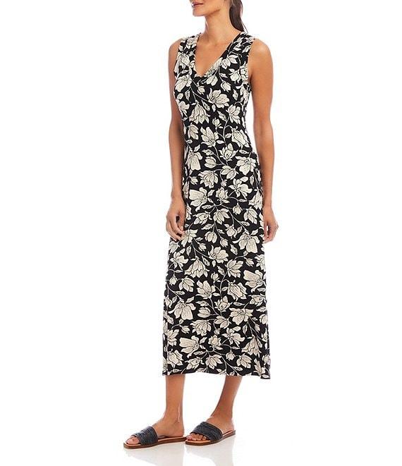 Karen Kane Floral V-Neck Sleeveless Midi Sheath Dress Product Image