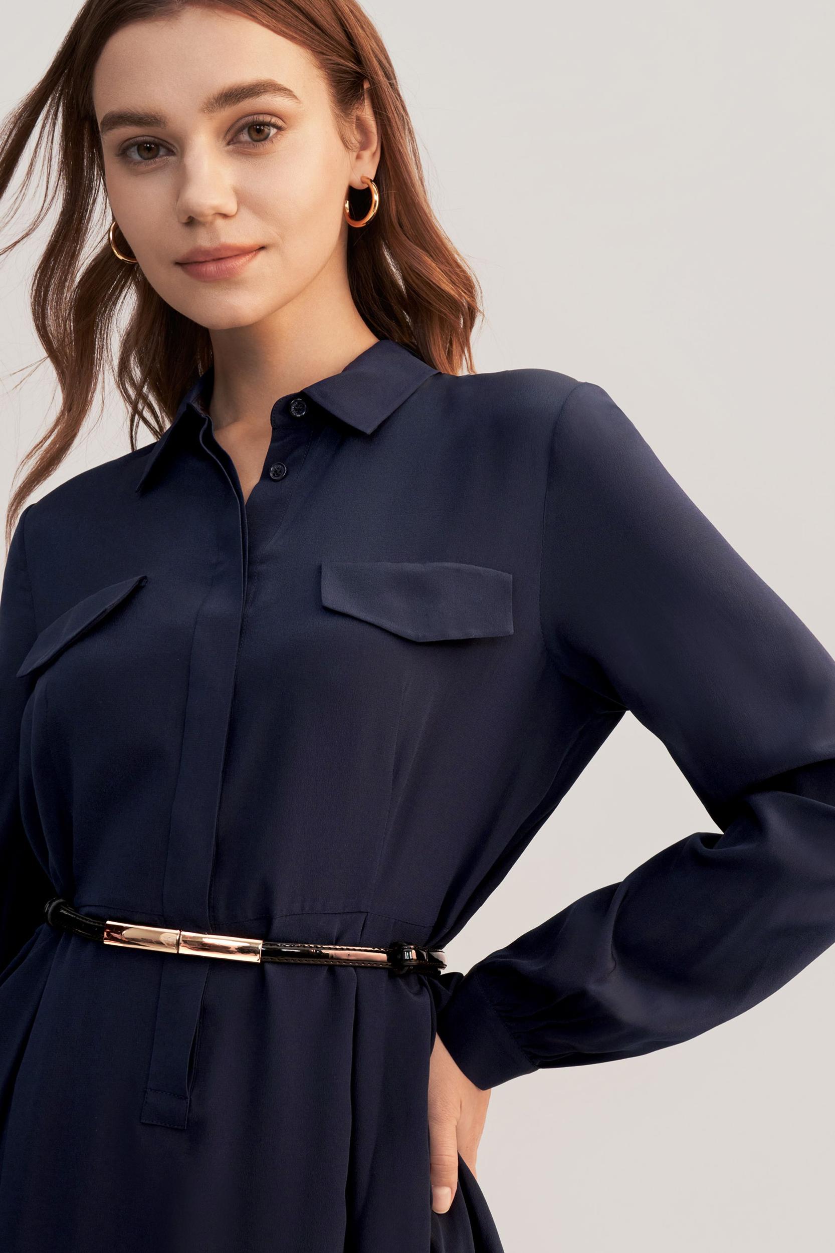 Women's Long Sleeve Retro Graceful Silk Dress Product Image