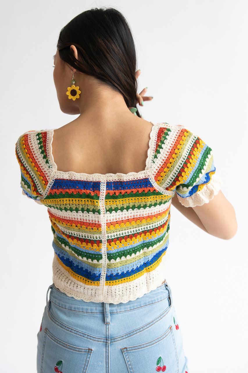 Stripe Crochet Cardigan Product Image