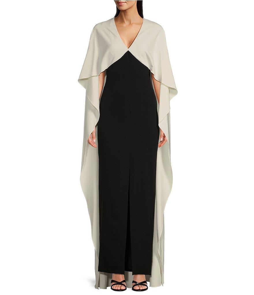 Donna Karan V-Neck Flutter Sleeve Caped Sheath Dress Product Image