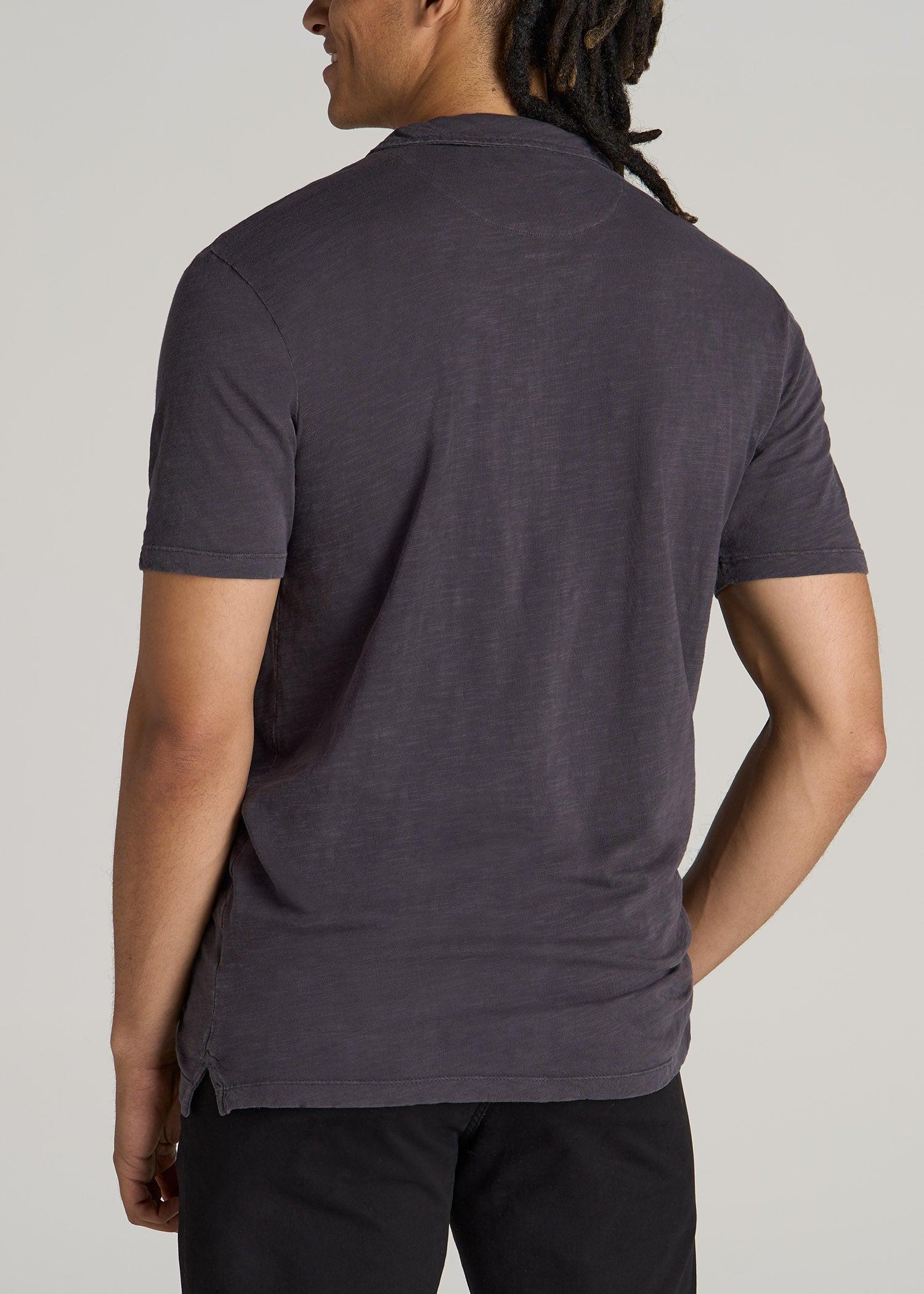 Slub Polo Shirt for Tall Men in Charcoal Male Product Image