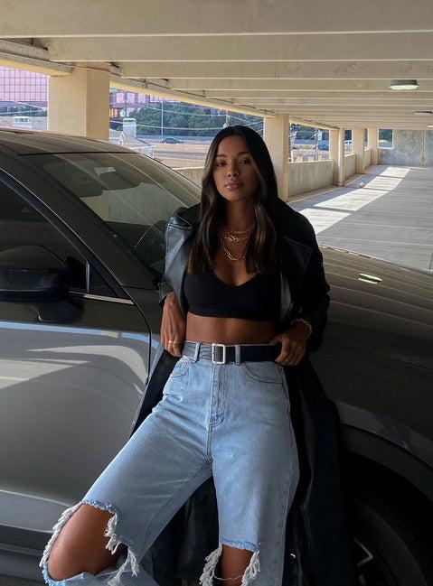 Montanna Faux Leather Coat Black Product Image