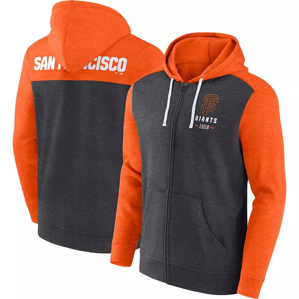 Men's Fanatics Branded Heathered Charcoal/Heathered Orange San Francisco Giants Blown Away Full-Zip Hoodie, Size: Medium Product Image