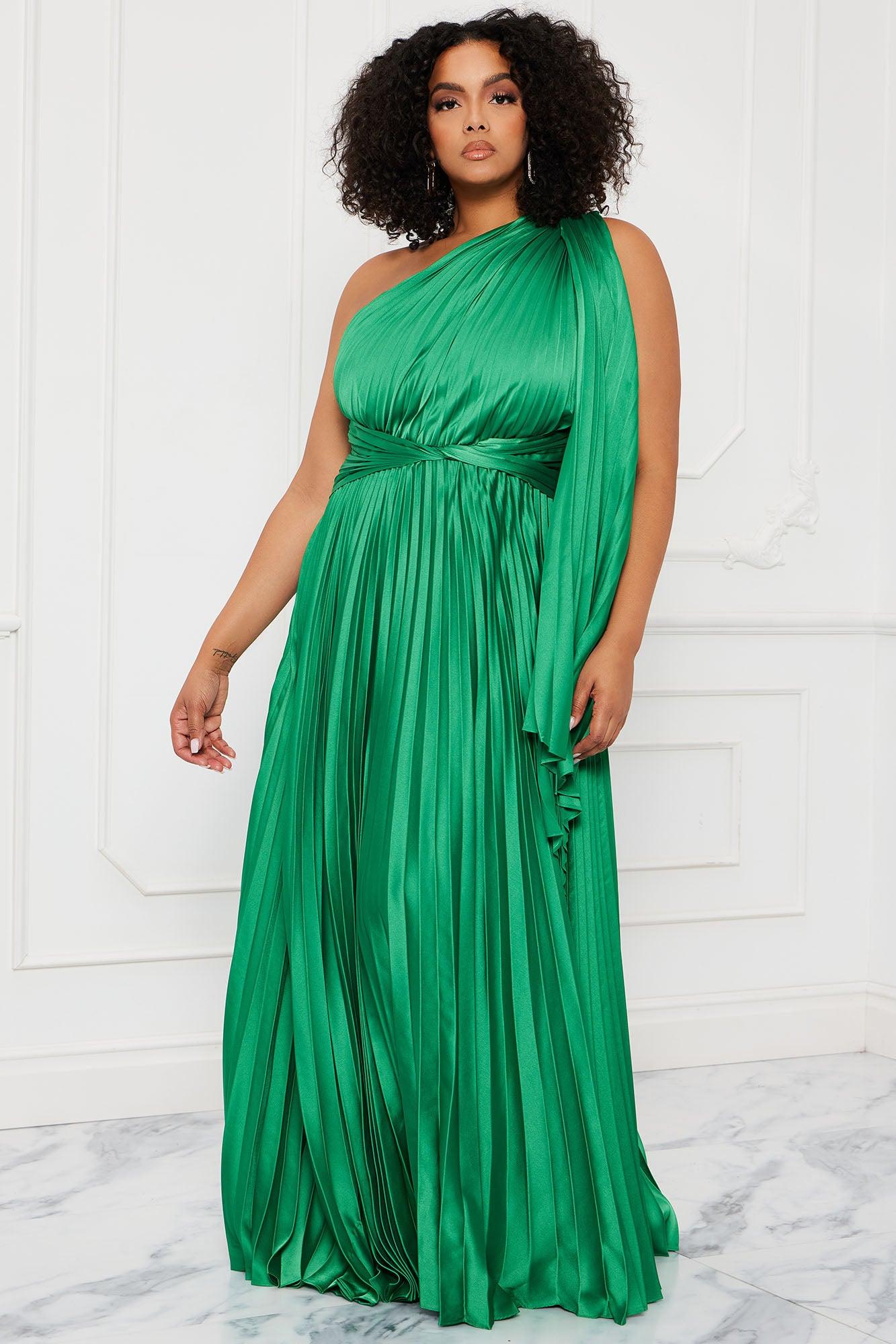 Athena Pleated Maxi Dress - Kelly Green Product Image