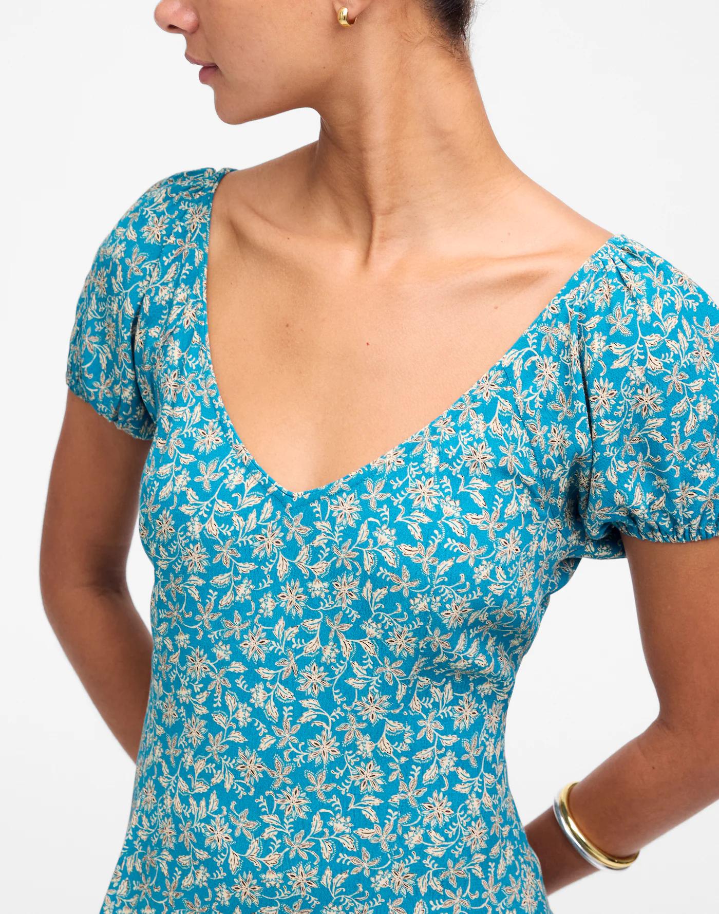 Cap-Sleeve Midi Dress in Floral Product Image